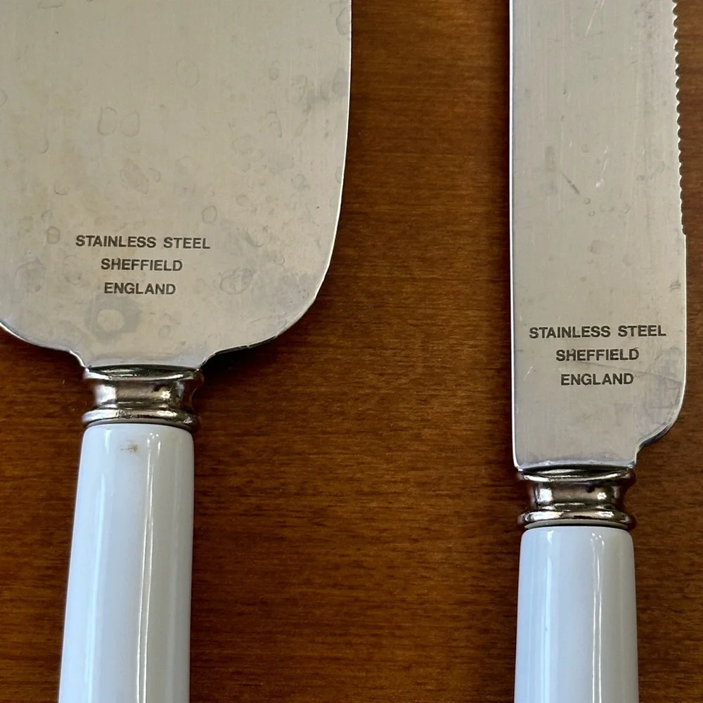 Vintage CAKE KNIFE SERVER SET Grape Vine Handle Sheffield England